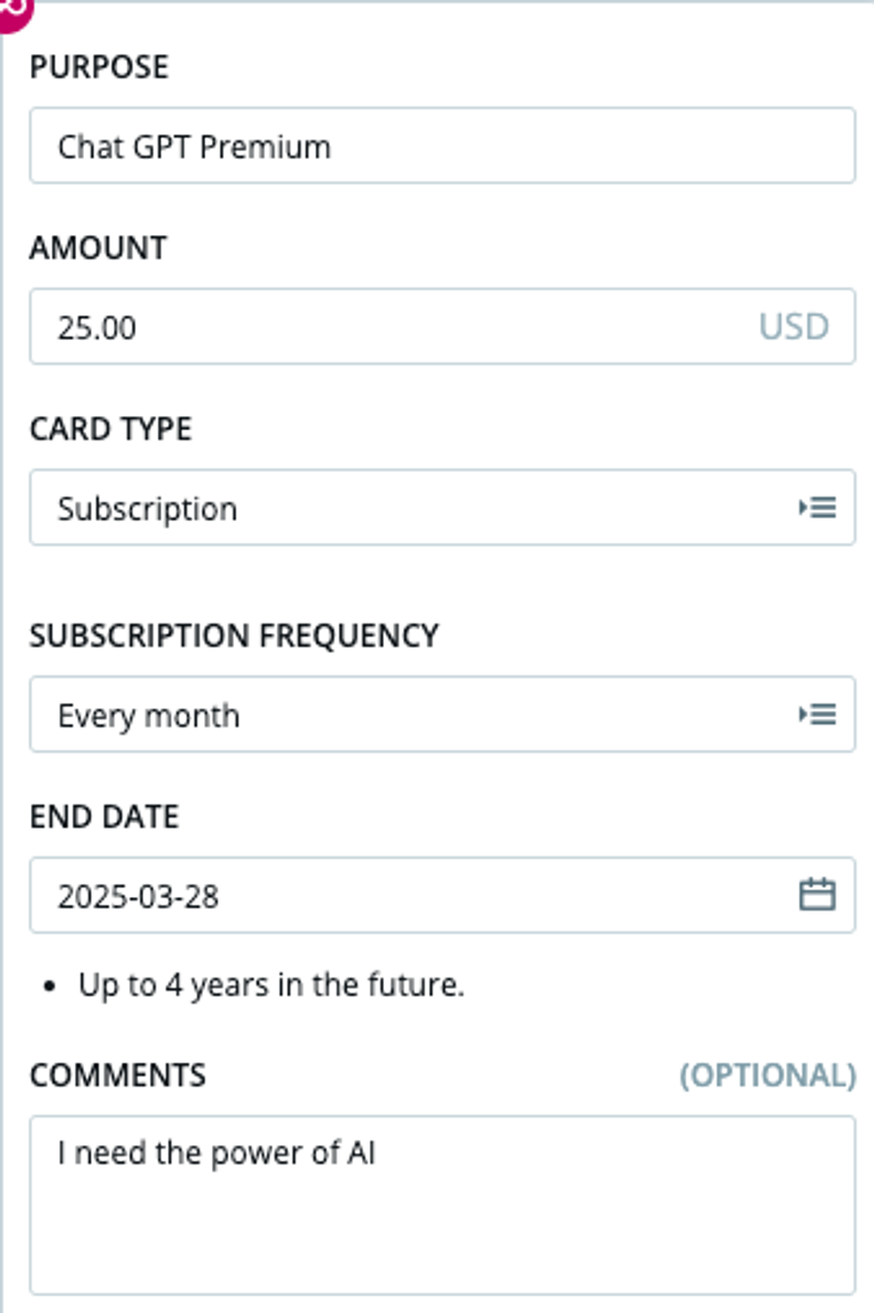 Tradeshift Go Card Request