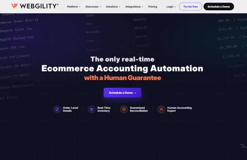 Webgility homepage
